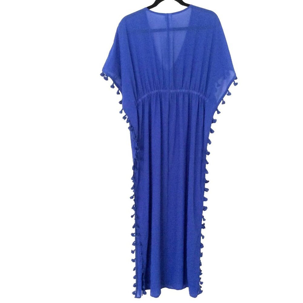 Coastal Blue Tasselled Maxi Swimsuit Coverup Size Med (8-10) NWT - Picture 5 of 11